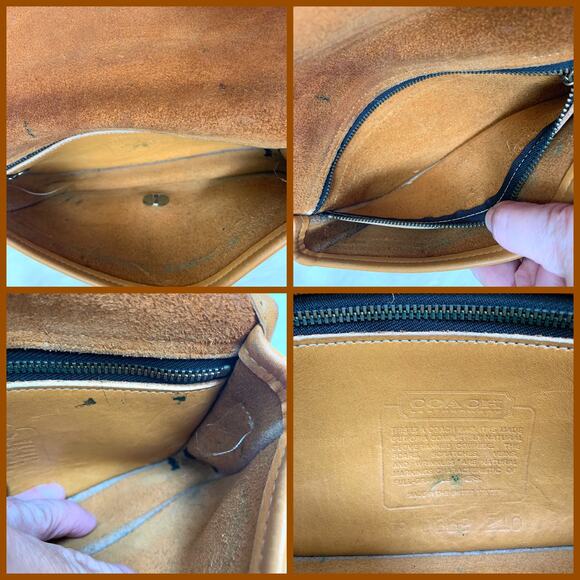 COACH Small USA Vintage Honey Brown Leather Turnlock XBody DINKY BAG #9375 - Picture 11 of 16